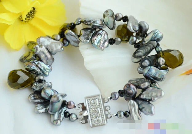 FREE SHIPPING>>>@@ > 01320 2row 8" gray DENS biwa tail freshwater pearl crystal bracelet
FREE SHIPPING>>>@@ > 01320 2row 8" gray DENS biwa tail freshwater pearl crystal bracelet