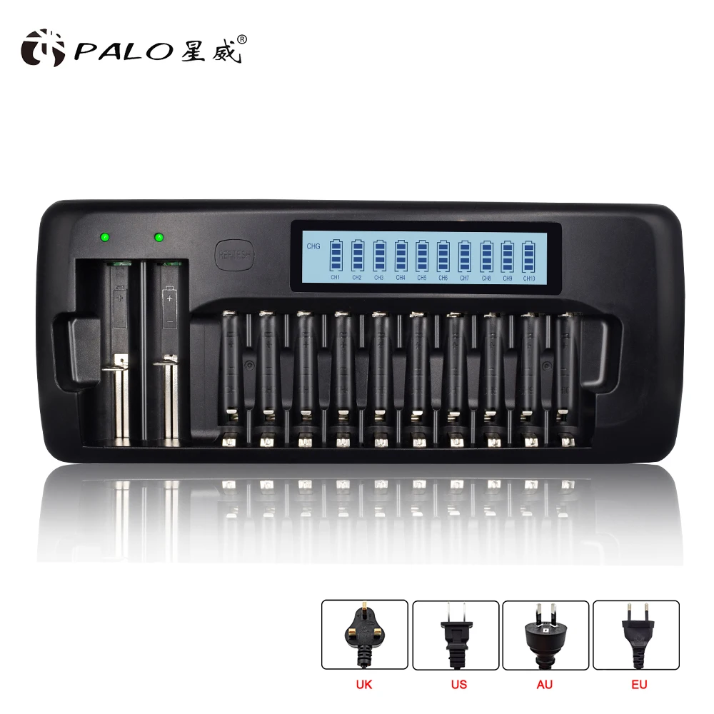 PALO 12 слотов LCD умное зарядное устройство для AA/AAA SC Ni-MH Ni-Cd аккумуляторная батарея 3,7 V литий-ионная батарея 18650 18490 17670 17500 16340
PALO 12 слотов LCD умное зарядное устройство для AA/AAA SC Ni-MH Ni-Cd аккумуляторная батарея 3,7 V литий-ионная батарея 18650 18490 17670 17500 16340