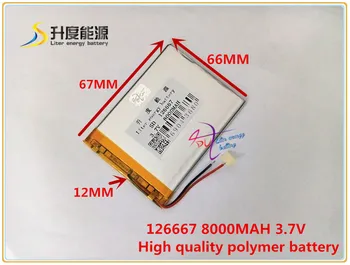 3.7V 8000mAH 126667 Polymer lithium ion / Li-ion battery for tablet pc,e-book,speaker,power bank;mp4;dvr
