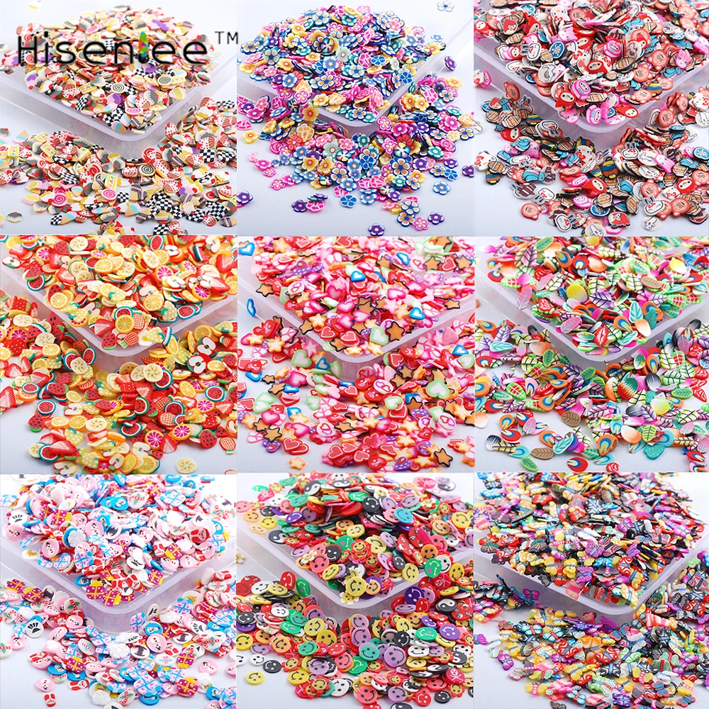 Hisenlee New 1000pcs/pack 10g 3D Nail Art Fruit Flower Animal Polymer Clay DIY Slice Decoration Nail Sticker 10 kinds of options
Hisenlee New 1000pcs/pack 10g 3D Nail Art Fruit Flower Animal Polymer Clay DIY Slice Decoration Nail Sticker 10 kinds of options