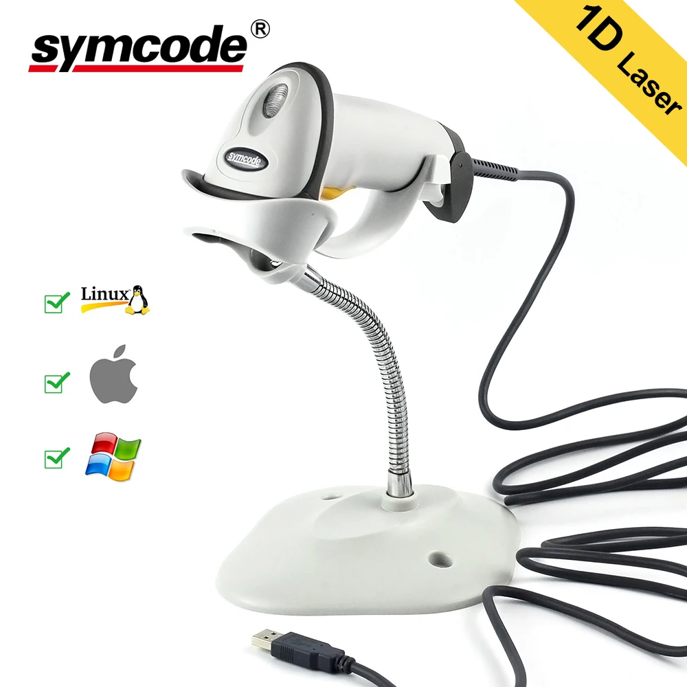 USB Automatic Barcode Scanner,Symcode 1D Laser Wired USB Handfree Barcode Reader with Stand
USB Automatic Barcode Scanner,Symcode 1D Laser Wired USB Handfree Barcode Reader with Stand