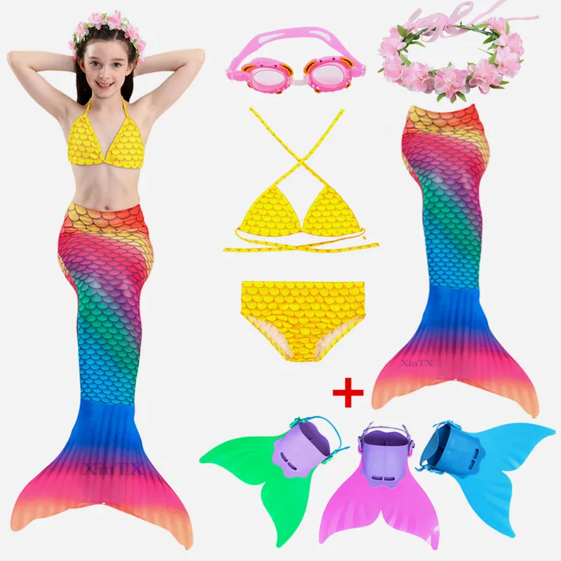 New 5Pcs/set Kids Swimming Mermaid Tail with Monofin Costume Cosplay Bikini Mermaid Tail Cosplay Costume for Girl Swimming
New 5Pcs/set Kids Swimming Mermaid Tail with Monofin Costume Cosplay Bikini Mermaid Tail Cosplay Costume for Girl Swimming