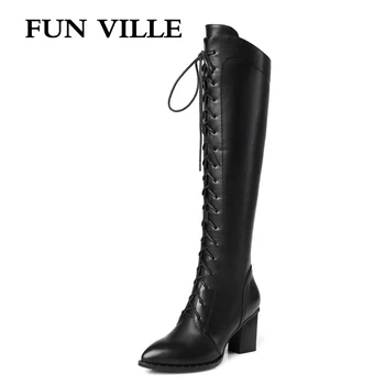 FUN VILLE 2017 New Fashion High quality women high boots pu+ genuine leather Autumn winter women knee high boots Size 34-42
FUN VILLE 2017 New Fashion High quality women high boots pu+ genuine leather Autumn winter women knee high boots Size 34-42