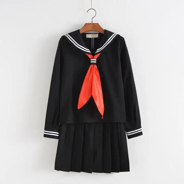 Students Uniform JK Cosplay Top Shirt Pleated Skirt Set School Costume Sailor Collar Long Sleeves Black Navy Suit
Students Uniform JK Cosplay Top Shirt Pleated Skirt Set School Costume Sailor Collar Long Sleeves Black Navy Suit