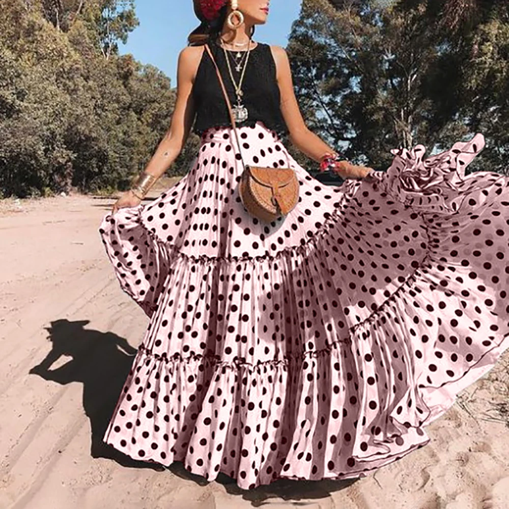 LITTHING 2019 Women Polka Dot Print Maxi Tiered Skirts New High Waist Summer Long Pleated Skirt Sexy Beach Party Bottoms
LITTHING 2019 Women Polka Dot Print Maxi Tiered Skirts New High Waist Summer Long Pleated Skirt Sexy Beach Party Bottoms