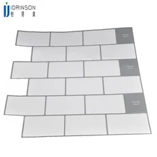 Branco grande anti-telhas auto-adesivo 3d papel de parede diy cozinha banheiro decorativo telhas branco metro(China)