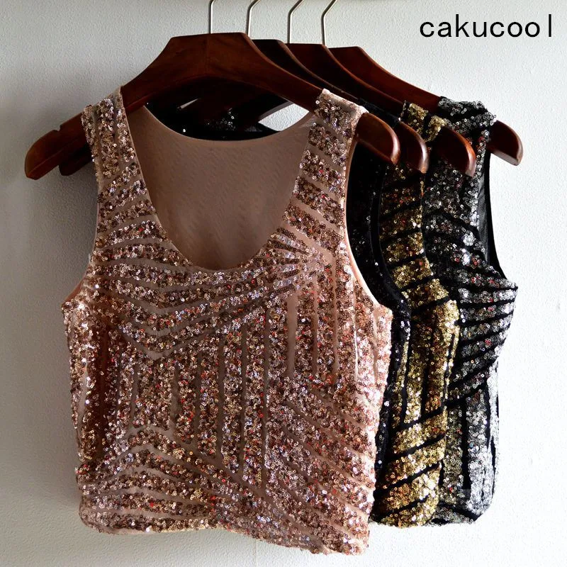 Cakucool Hot Sequined Crop Tops Summer Embellish O-neck Mesh Sleeveless Blouse Striped Beading Sexy Party Short Tanks Top Lady
Cakucool Hot Sequined Crop Tops Summer Embellish O-neck Mesh Sleeveless Blouse Striped Beading Sexy Party Short Tanks Top Lady
