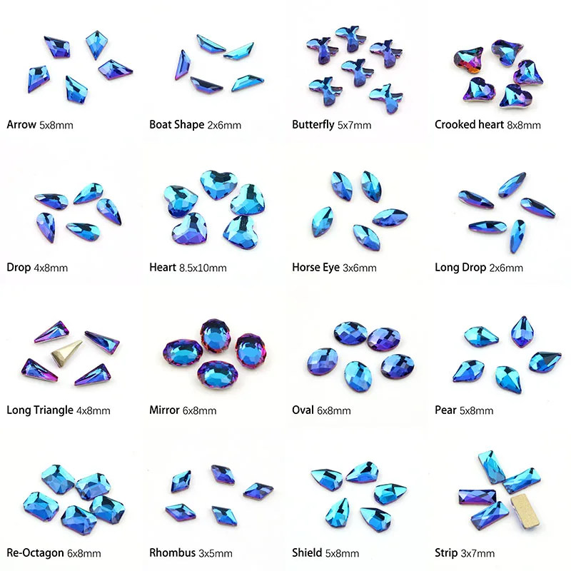 Glass Nail Rhinestones multi-shaped Flame Blue Nail Stones DIY 3d Design Nail Art Decorations whole sale big pack
Glass Nail Rhinestones multi-shaped Flame Blue Nail Stones DIY 3d Design Nail Art Decorations whole sale big pack