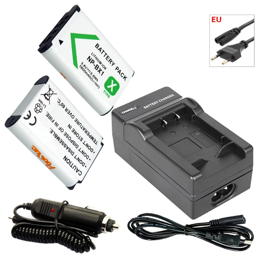 2x NP-BX1 3.6V 1600mAh Battery bateria NPBX1 NP BX1+EU Cable Charger for Sony Camera HDR-AS100v AS30v HX50 DSC-RX100 HX400 WX350
2x NP-BX1 3.6V 1600mAh Battery bateria NPBX1 NP BX1+EU Cable Charger for Sony Camera HDR-AS100v AS30v HX50 DSC-RX100 HX400 WX350