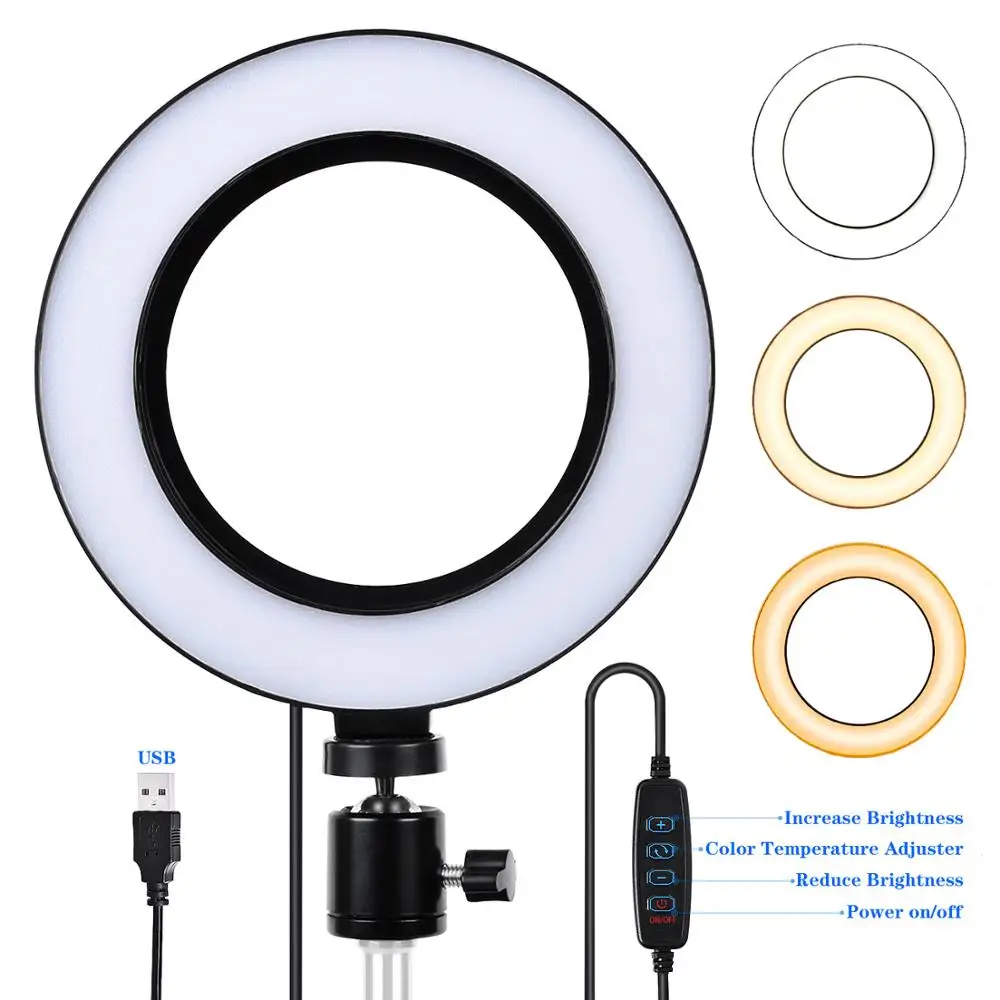 Selfie LED Ring Light Photography Dimmable 16/26CM 3200-5600K Photo Video Light Youtube Ring Lamps With Tripod For Phone
Selfie LED Ring Light Photography Dimmable 16/26CM 3200-5600K Photo Video Light Youtube Ring Lamps With Tripod For Phone
