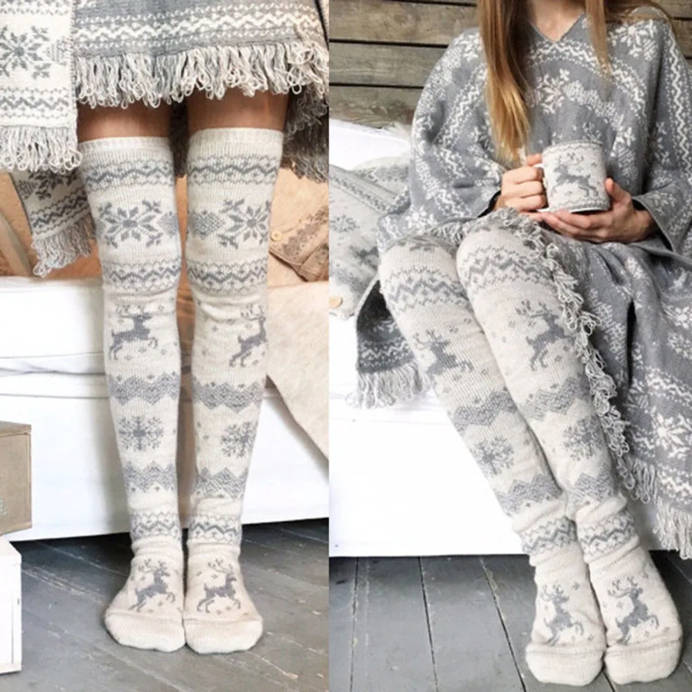 Fashion Winter Women Christmas Thigh High Long Stocks Knit Over Knee Warm Snowflake Socks Xmas Gift
Fashion Winter Women Christmas Thigh High Long Stocks Knit Over Knee Warm Snowflake Socks Xmas Gift