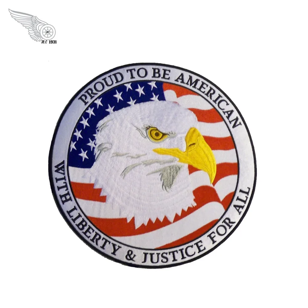 Proud to be american motorcycle embroidery iron on custom military patch for jacket punk vest garment accessories free shipping (1)