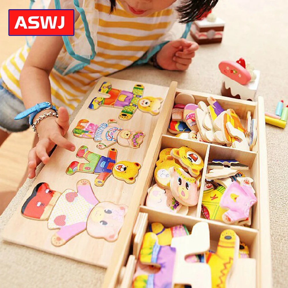 New Little Bear Change Clothes Children's Early Education Wooden Jigsaw Puzzle Dressing Game Baby Puzzle Toys For Children Gift
New Little Bear Change Clothes Children's Early Education Wooden Jigsaw Puzzle Dressing Game Baby Puzzle Toys For Children Gift