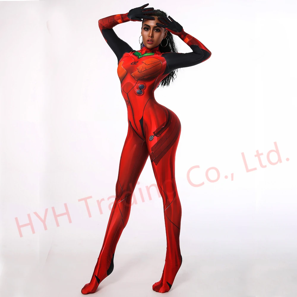 Женский костюм для косплея Asuka Langley Soryu на Хэллоуин цельнокроеный унисекс Zentai |