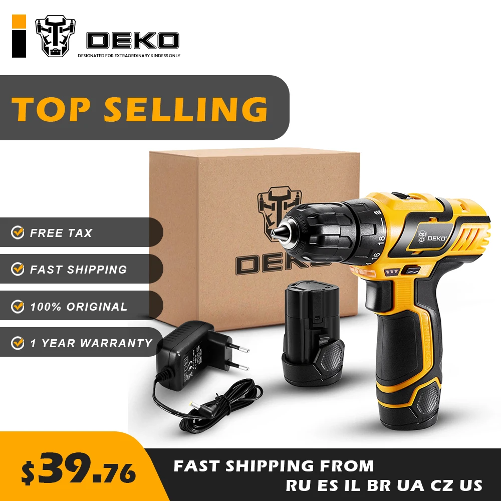 DEKO GCD10.8DU3 10.8V Cordless Drill Electric Screwdriver Mini Drill With Lithium-Ion Battery Various Speed 100% Original
DEKO GCD10.8DU3 10.8V Cordless Drill Electric Screwdriver Mini Drill With Lithium-Ion Battery Various Speed 100% Original