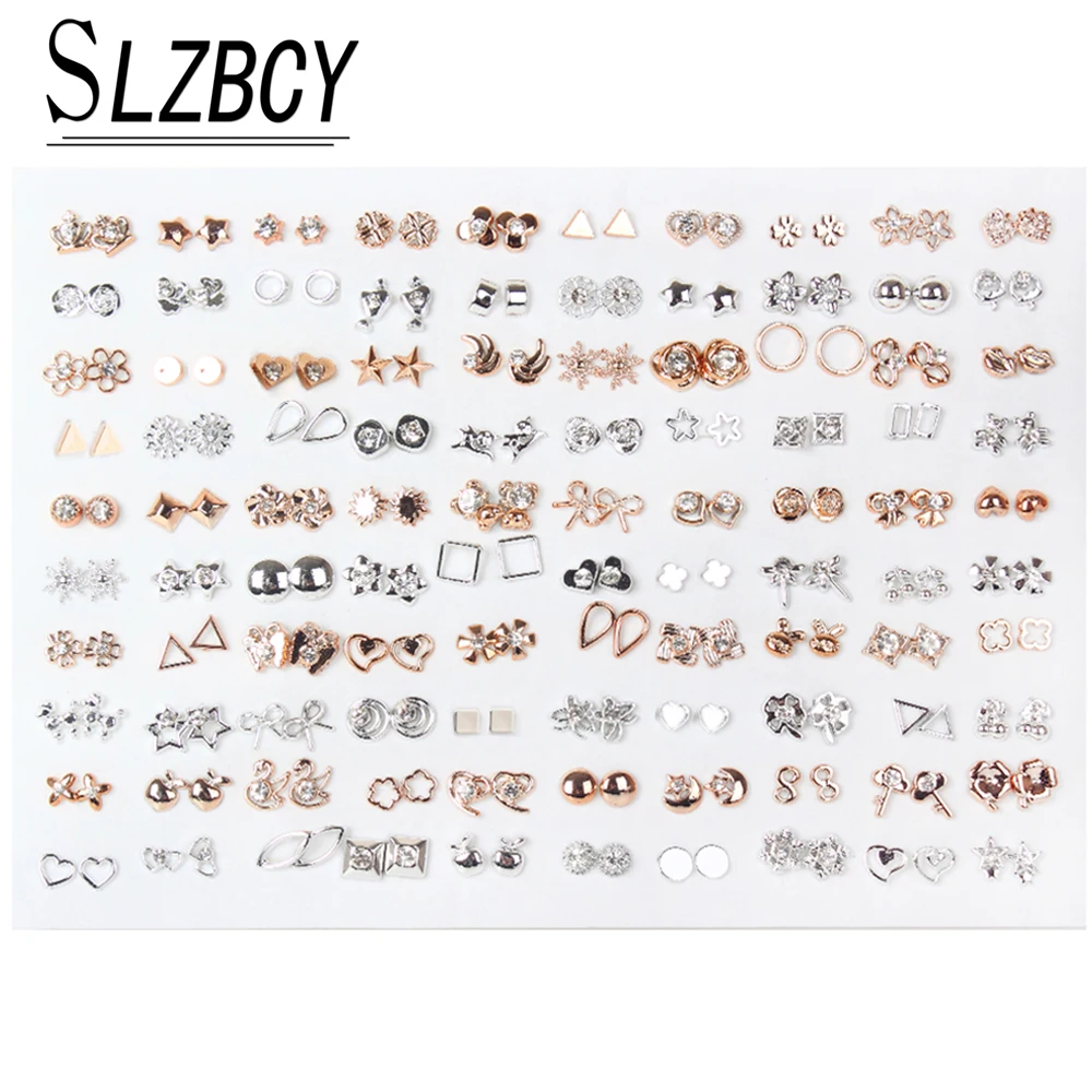 100pairs/set Acrylic Rhinestone Small Stud Earrings Set For Women Girls Gold Silver Geometric Flower Star Earring Jewelry Brinco
100pairs/set Acrylic Rhinestone Small Stud Earrings Set For Women Girls Gold Silver Geometric Flower Star Earring Jewelry Brinco