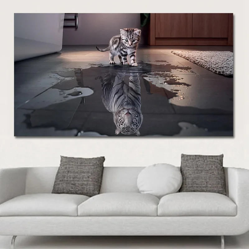 Hot style dream home cat tiger reflection creative canvas painter home decoration personality hang picture frameless picture
Hot style dream home cat tiger reflection creative canvas painter home decoration personality hang picture frameless picture