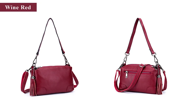 Lomelobo Women Messenger Bag Genuine Leather Ladies Shoulder Bags Handbag Female Hobos Bag Litchi Pattern +Tassel Crossbody Bags HBL5555 Details (16)