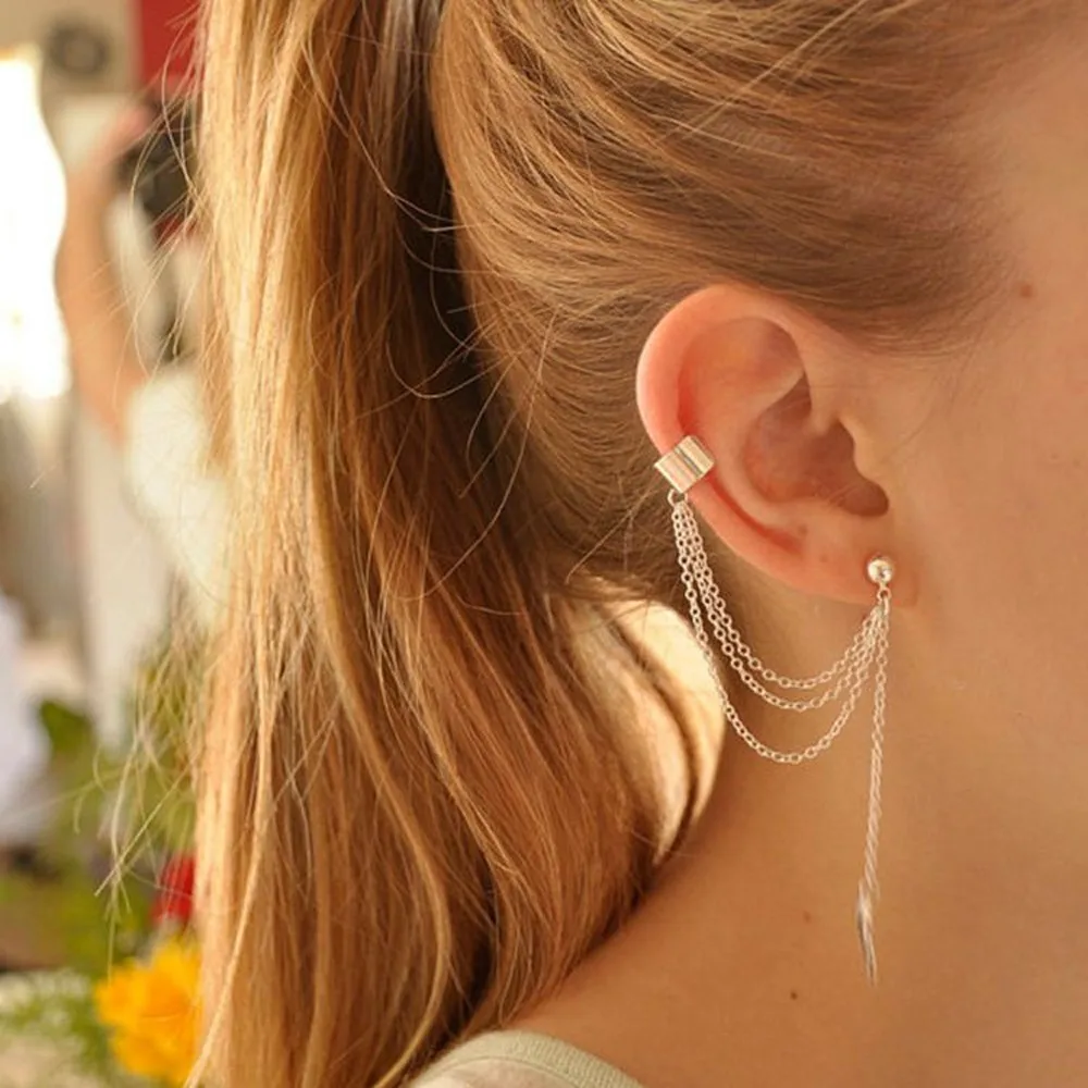 KISSWIFE Girl Punk Rock Leaf Chain Tassel Dangle Cuff Earrings Cross Charms Metallic Wrap Ear Cuff Earrings
KISSWIFE Girl Punk Rock Leaf Chain Tassel Dangle Cuff Earrings Cross Charms Metallic Wrap Ear Cuff Earrings