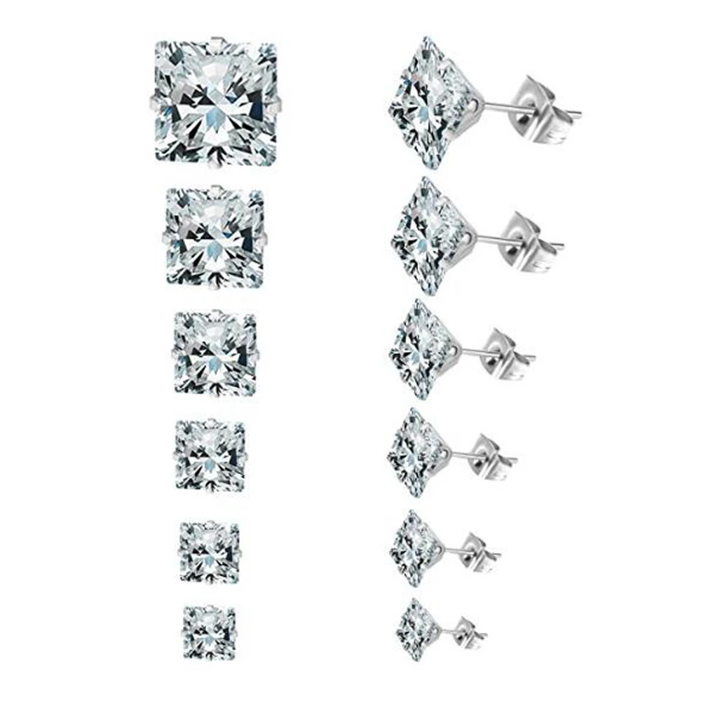 1 pair 3mm-8mm New Fashion Wholesale Square Zircon Crystal Stud Earrings For Women Wedding Cheap Jewelry Brincos Accessories
1 pair 3mm-8mm New Fashion Wholesale Square Zircon Crystal Stud Earrings For Women Wedding Cheap Jewelry Brincos Accessories