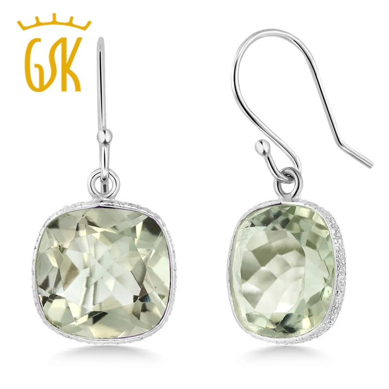 GemStoneKing 10.00 ctw 11mm Natural Green Amethyst Cushion Checkerboard 925 Sterling Silver Dangle Earrings For Women
GemStoneKing 10.00 ctw 11mm Natural Green Amethyst Cushion Checkerboard 925 Sterling Silver Dangle Earrings For Women