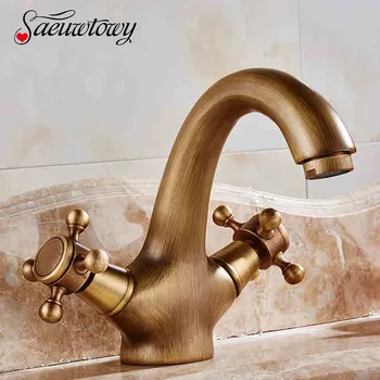 Saeuwtowy Antique Brass Bathroom Sink Faucet Single Brass Hot and Cold Basin Mixer Copper
Saeuwtowy Antique Brass Bathroom Sink Faucet Single Brass Hot and Cold Basin Mixer Copper