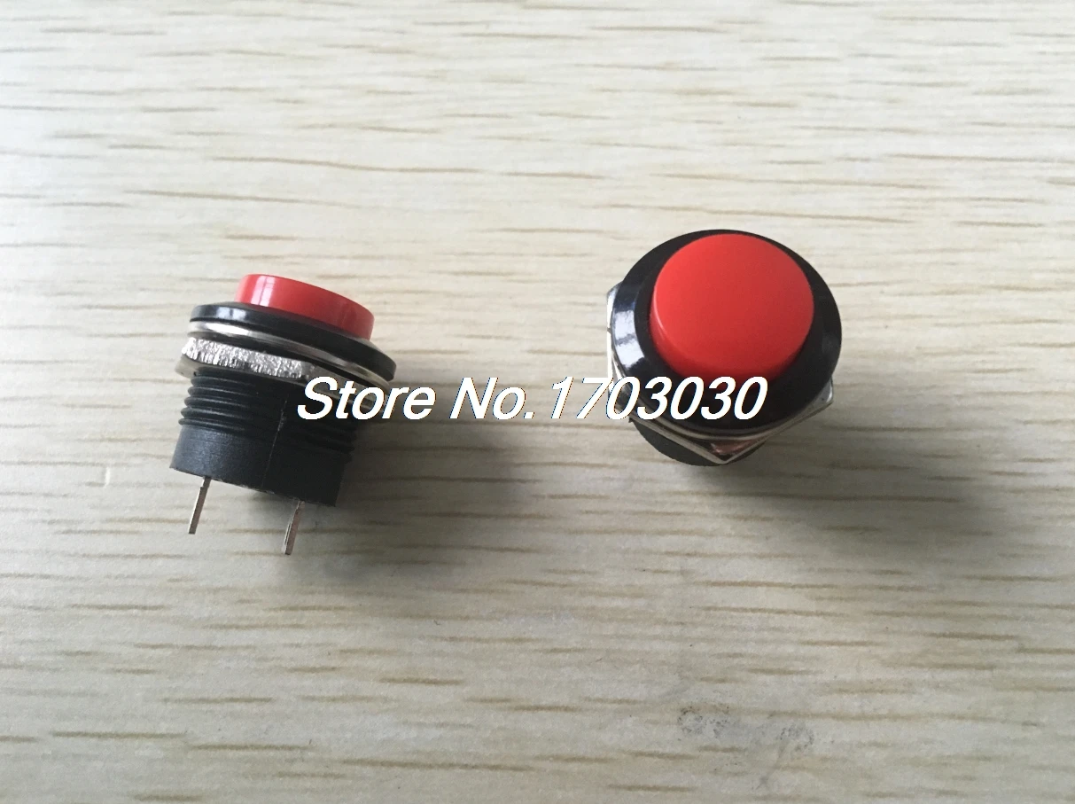 6 Pcs AC 250V/3A 125V/6A SPST 1NO 1NC 2 Pins Momentary Red Push Button Switch