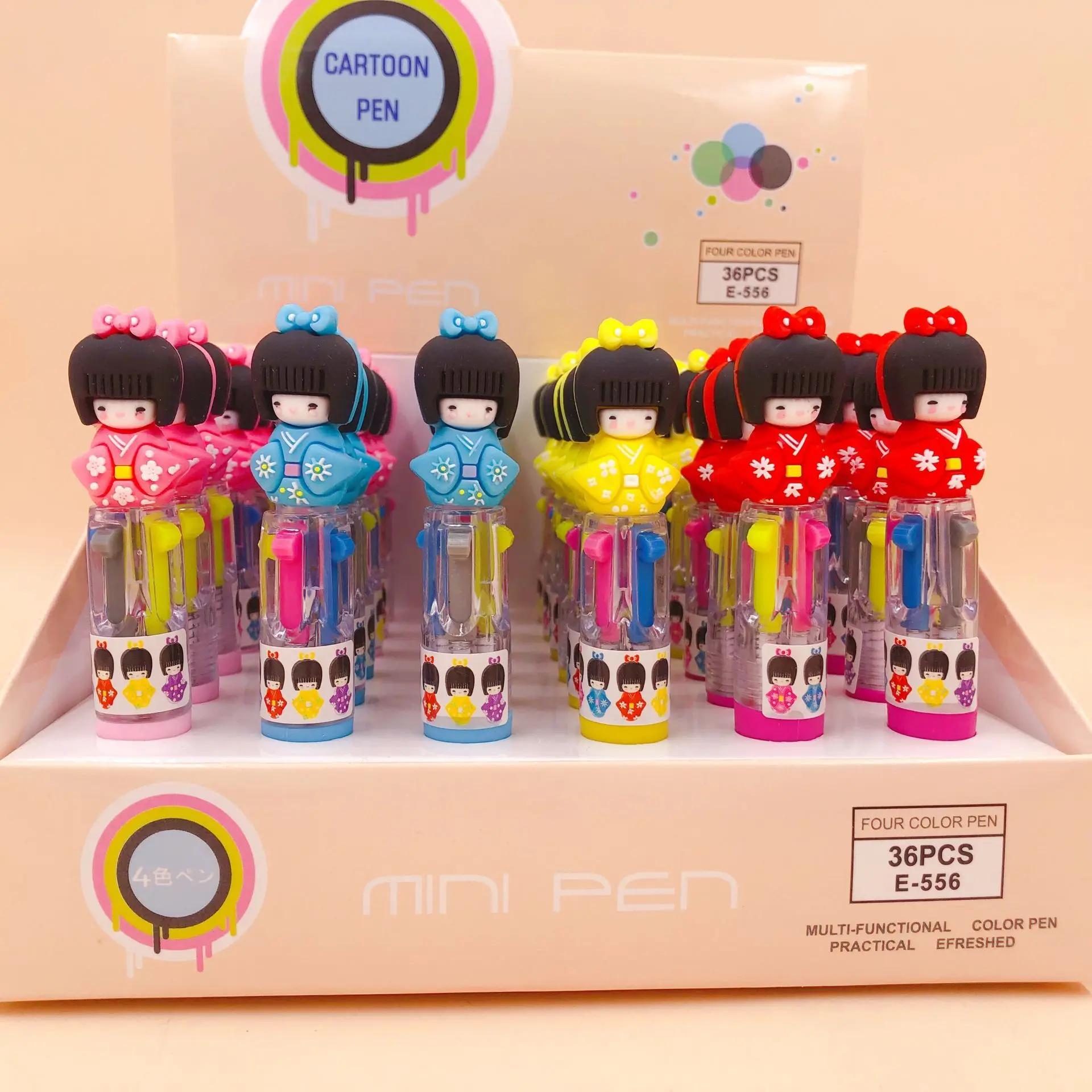 36pcs/lot Japanese doll cute cartoon creative 4 colors ballpoint pen students promotion gift school stationery mini mark pen
36pcs/lot Japanese doll cute cartoon creative 4 colors ballpoint pen students promotion gift school stationery mini mark pen