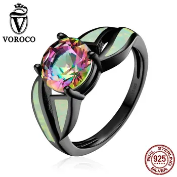 VOROCO Genuine 100% Authentic 925 Sterling Silver Rings Luxury Glass & Opal Gemstone Finger Black Ring for Women Jewelry VSR065
VOROCO Genuine 100% Authentic 925 Sterling Silver Rings Luxury Glass & Opal Gemstone Finger Black Ring for Women Jewelry VSR065