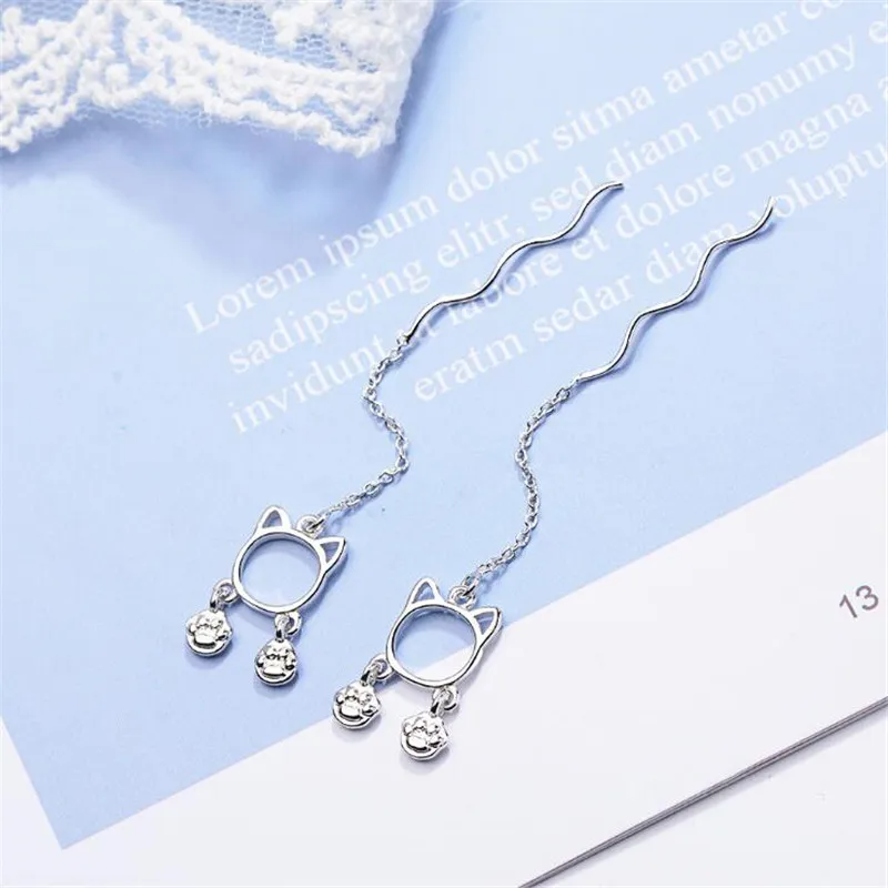 New Temperament Long Ear Line Cute Animal 925 Sterling Silver Jewelry Footprints Hollow Cat Exquisite Dangle Earrings SE627
New Temperament Long Ear Line Cute Animal 925 Sterling Silver Jewelry Footprints Hollow Cat Exquisite Dangle Earrings SE627