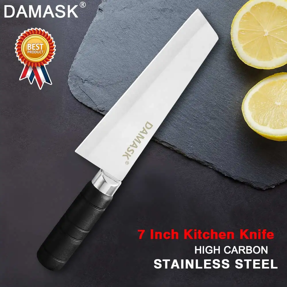 Damask Kitchen Knife Chef Knives 7 inch Japanese Stainless Steel Vegetable Nakiri Santoku Chef Cutlery High Quality Meat Cleaver
Damask Kitchen Knife Chef Knives 7 inch Japanese Stainless Steel Vegetable Nakiri Santoku Chef Cutlery High Quality Meat Cleaver