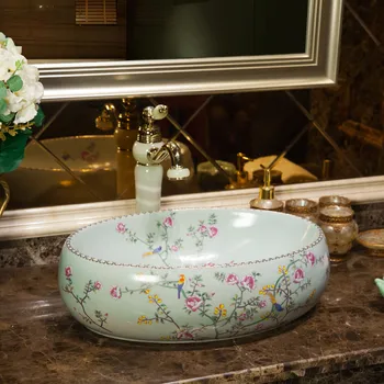 Small Oval Flower And Bird Ceramic Counter Top Wash Basin Cloakroom Hand Painted Vessel Sink bathroom sink vintage wash basin
Small Oval Flower And Bird Ceramic Counter Top Wash Basin Cloakroom Hand Painted Vessel Sink bathroom sink vintage wash basin
