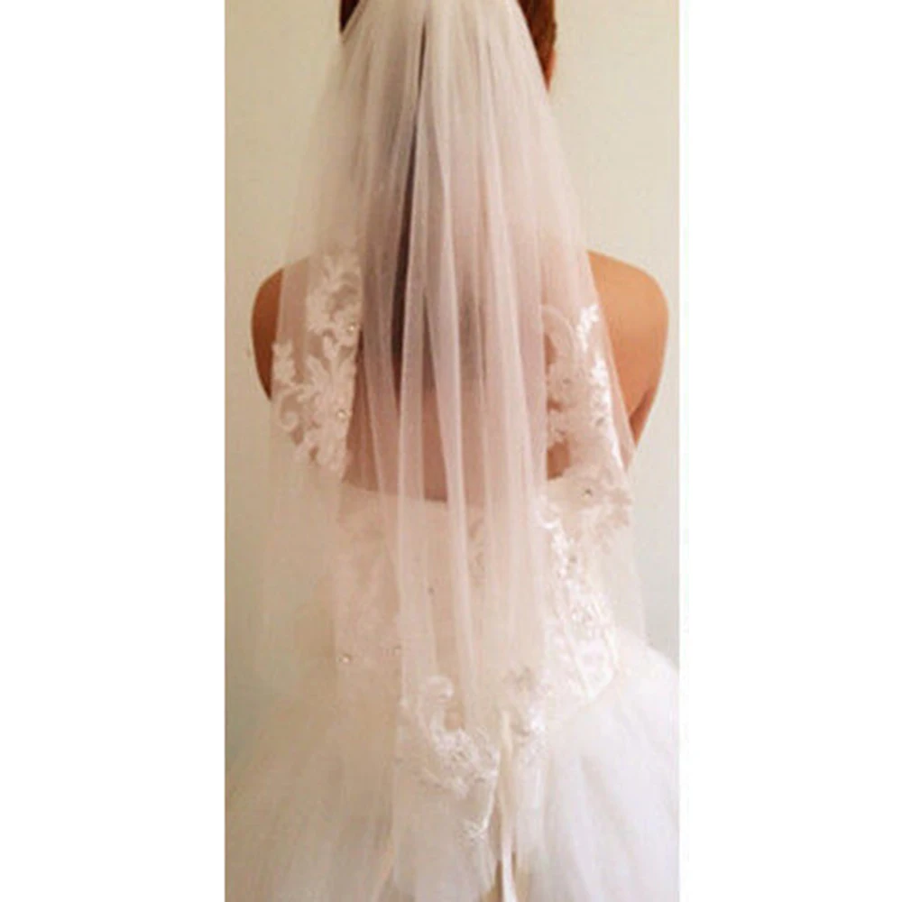 1pc Wedding Bridal White Single Layer Veil Lace Appliques And Rhinestone Bridal Veil with Comb Women Wedding Accessories
1pc Wedding Bridal White Single Layer Veil Lace Appliques And Rhinestone Bridal Veil with Comb Women Wedding Accessories
