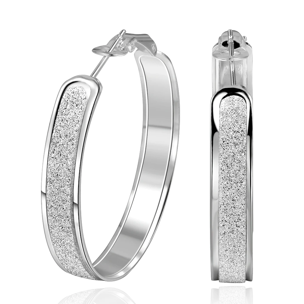 925 Solid Silver Plated Hoop Earrings Dull Polish Big Round Creole Hoop Earrings for Women Large Earring European Fashion Brinco
925 Solid Silver Plated Hoop Earrings Dull Polish Big Round Creole Hoop Earrings for Women Large Earring European Fashion Brinco