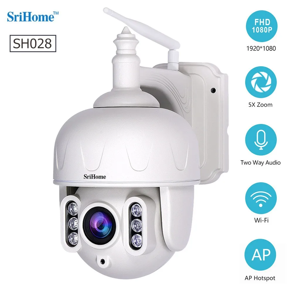 SriHome SH028 Смарт 1080P PTZ IP камера двухстороннее аудио WiFi Водонепроницаемая наблюдения