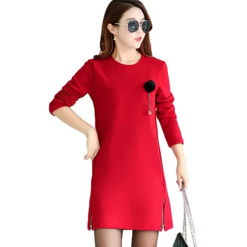 Winter long sweater women plus velvet thick warm loose large size dress womens Korean version of thick knit bottoming shirt 1086 
Winter long sweater women plus velvet thick warm loose large size dress womens Korean version of thick knit bottoming shirt 1086