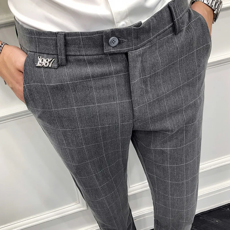 Men's Pants 2019 New Fashion Pencil Casual Grid Trousers England Style Zipper Fly Full Length Slim Fit Oversize Male Suit Pants
Men's Pants 2019 New Fashion Pencil Casual Grid Trousers England Style Zipper Fly Full Length Slim Fit Oversize Male Suit Pants