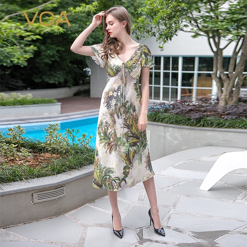 VOA 2018 Summer Sexy Big V-neck Holiday Beach Nightdress Casual Silk Nightgown Bohemian Leisure Comfort Print Sleepwear NLX00302
VOA 2018 Summer Sexy Big V-neck Holiday Beach Nightdress Casual Silk Nightgown Bohemian Leisure Comfort Print Sleepwear NLX00302