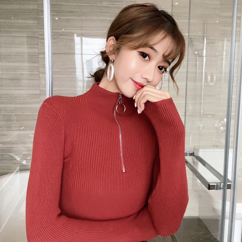 Autumn Winter Pullovers Sweaters Women knitted Slim Turtleneck Soft Pullover Sweater With Ring Zipper Female Full Sleeve Tops
Autumn Winter Pullovers Sweaters Women knitted Slim Turtleneck Soft Pullover Sweater With Ring Zipper Female Full Sleeve Tops