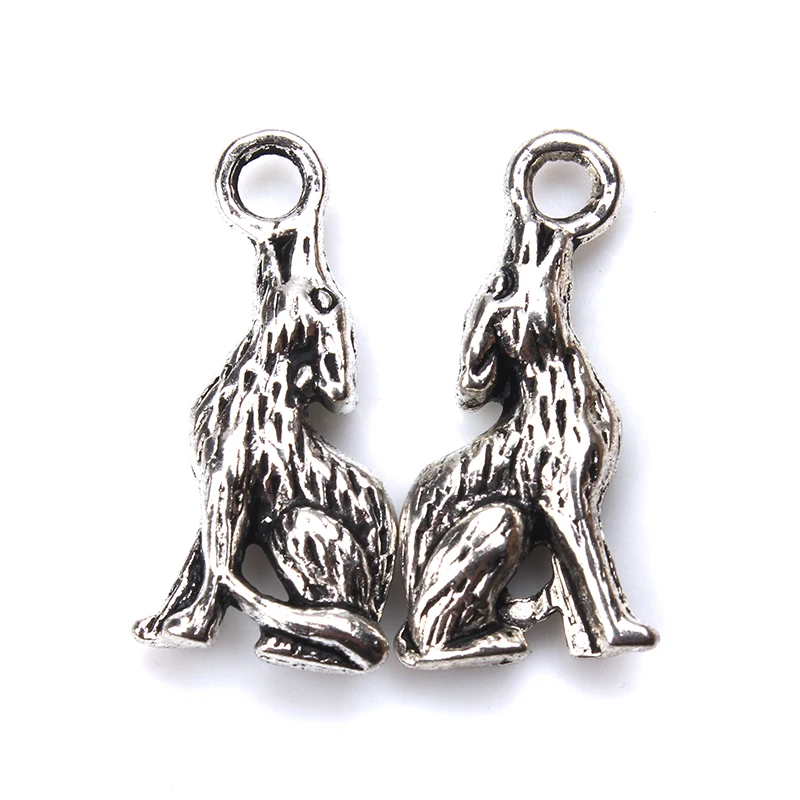 Фото 10pcs/lot 20 x 10mm Wolf Charms Antique Silver Color 2 Side for diy charms necklace pendant jewelry accessories findings making | Украшения