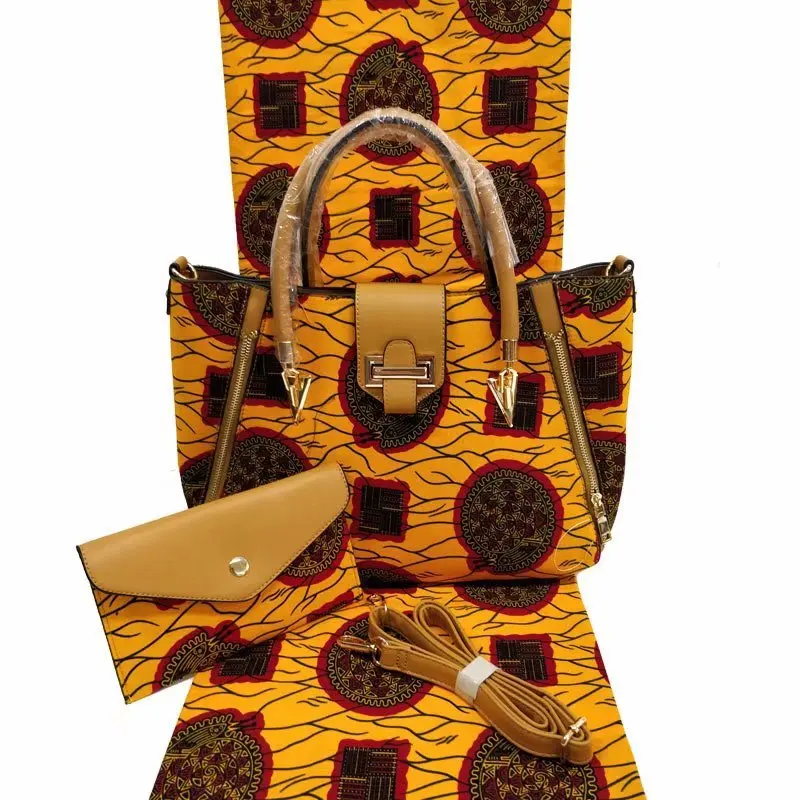 2019 Latest african wax bag set 3 pieces/set high quality soft wax fabric and cotton wax 6yards matching handbag for dress
2019 Latest african wax bag set 3 pieces/set high quality soft wax fabric and cotton wax 6yards matching handbag for dress