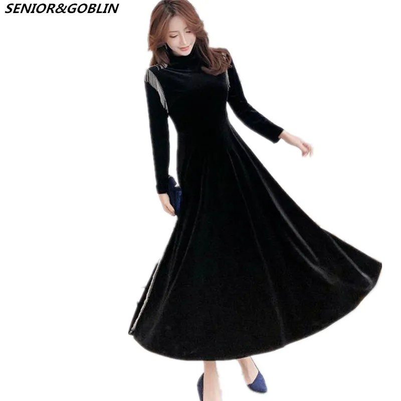 2019 High Quality Spring Elegant Black Patchwork Velvet Dress Women Long Sleeve High Waist Tassel Party Dress Vintage Vestidos
2019 High Quality Spring Elegant Black Patchwork Velvet Dress Women Long Sleeve High Waist Tassel Party Dress Vintage Vestidos