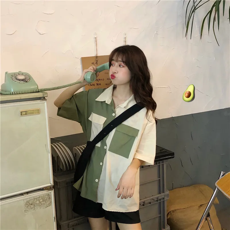Summer Casual Loose Colorblock Short Sleeve Shirt Women's Summer Shirts Kawaii Punk Lovely Female Harajuku Chic Tunic For Women
Summer Casual Loose Colorblock Short Sleeve Shirt Women's Summer Shirts Kawaii Punk Lovely Female Harajuku Chic Tunic For Women
