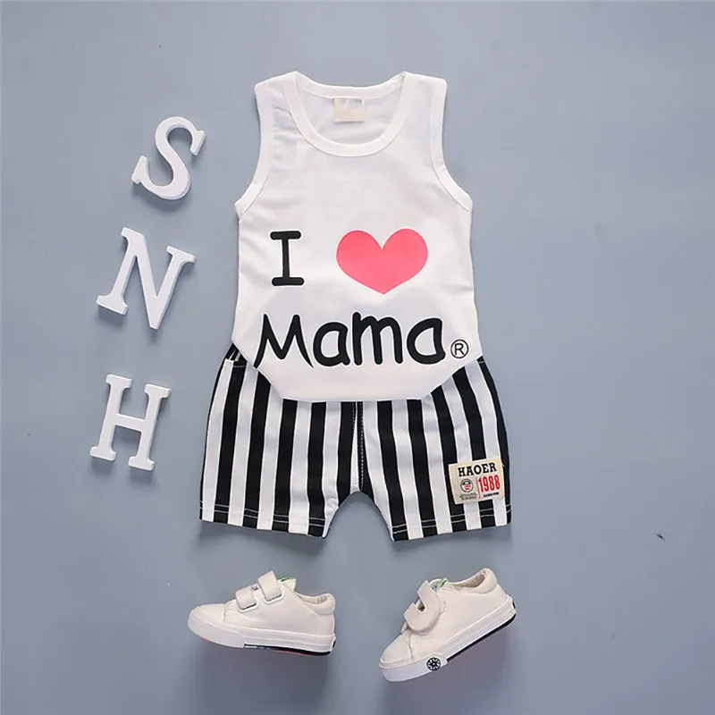 Summer 2Pcs Baby Clothes for Boys Girls Sleeveless Letter Print Vest Tops+Striped Shorts Suits Casual Outfits Sets
Summer 2Pcs Baby Clothes for Boys Girls Sleeveless Letter Print Vest Tops+Striped Shorts Suits Casual Outfits Sets