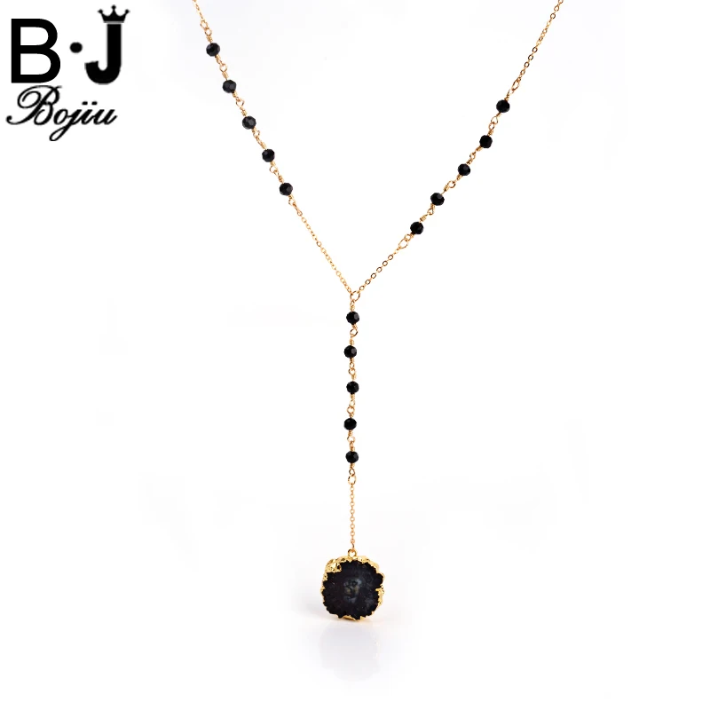 BOJIU Black Stone Pendant Crystal Beads Natural Druzy Stone Necklaces Handmade Wrapped Women Pendant Chain Women NKS130
BOJIU Black Stone Pendant Crystal Beads Natural Druzy Stone Necklaces Handmade Wrapped Women Pendant Chain Women NKS130