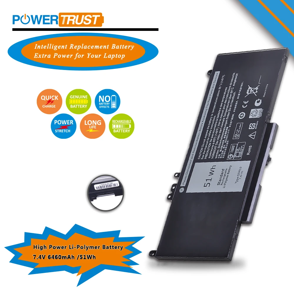 

Laptop Battery 7.4V 51WH 4 Cells G5M10 for DELL Latitude E5450 E5550 Notebook 15.6" G5M10 8V5GX R9XM9 WYJC2 1KY05