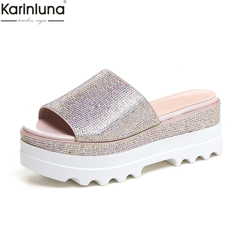brand INS ladies wedges high heels platform crystal women shoes woman casual outside summer slippers 2019
brand INS ladies wedges high heels platform crystal women shoes woman casual outside summer slippers 2019