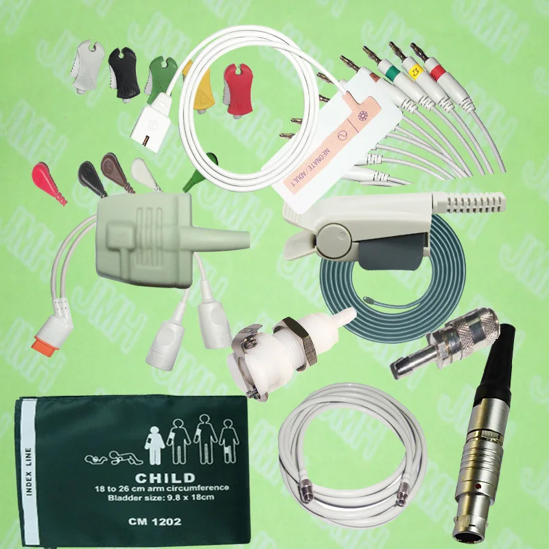 2pcs Spo2 sensor ECG EKG cable and electrode IBP cable NIBP cuff Temprature probe Holter leadwires medical connectors.
2pcs Spo2 sensor ECG EKG cable and electrode IBP cable NIBP cuff Temprature probe Holter leadwires medical connectors.