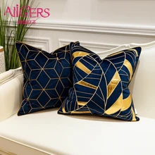 Avigers luxo azul coxim capas decorativas fronhas apliqu lance fronhas 45x45 50x50 almofada para o quarto do sofá(China)