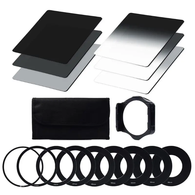 ND Filter Set ND2 ND4 ND8 G.ND2 G.ND4 G.ND8 Ring Adapter 49mm 52mm 55mm 58mm 62mm 67mm 72mm 77mm 82mm Filter Holder Filter Case
ND Filter Set ND2 ND4 ND8 G.ND2 G.ND4 G.ND8 Ring Adapter 49mm 52mm 55mm 58mm 62mm 67mm 72mm 77mm 82mm Filter Holder Filter Case